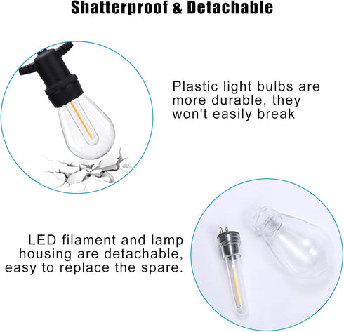 DGE S14 Replacement LED Bulb, 6 Pack, 1.5 Watt LED Replacement Light Bulb, Shatter-Proof and Waterproof IP65