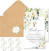 FYSUIMU 50 Pcs Funeral Thank You Cards Bulk with Envelope Sticker Floral