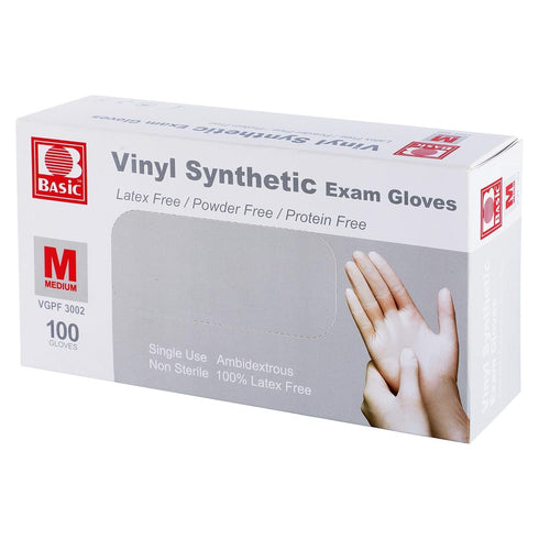 Disposable Medical Clear Vinyl Exam Gloves, Latex-Free & Powder-Free, 100PCS - Medium