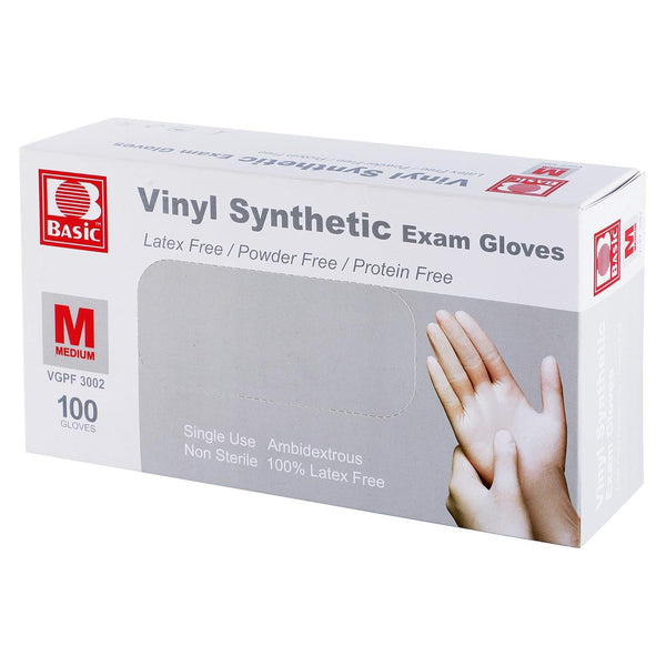 Disposable Medical Clear Vinyl Exam Gloves, Latex-Free & Powder-Free, 100PCS - Medium