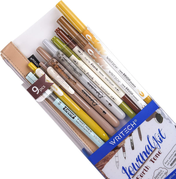 WRITECH Journaling Gel Pens Highlighters - 0.5mm Fine Point Retractable Gel Ink Assorted Colored Highlighter 9ct