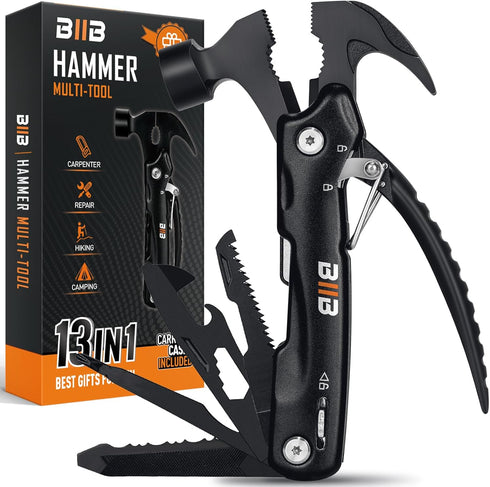 BIIB Gifts for Men, 13 in 1 Hammer Multitool Camping Accessories, Mens