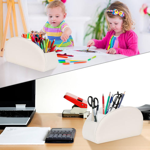 SITHON Remote Control Holder with 5 Compartments, PU Leather Caddy Desktop Organizer for TV, DVD, Blu-Ray, Media Player