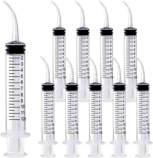 Wisdom Teeth Syringe, 12ml Dental Syringe with Curved Tip & Measurement, Sterile Individually Packaged for Oral Dental