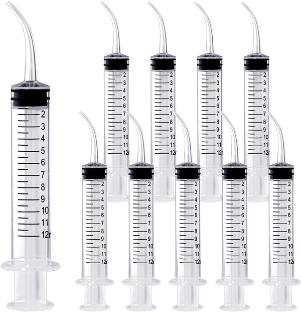 Wisdom Teeth Syringe, 12ml Dental Syringe with Curved Tip & Measurement, Sterile Individually Packaged for Oral Dental