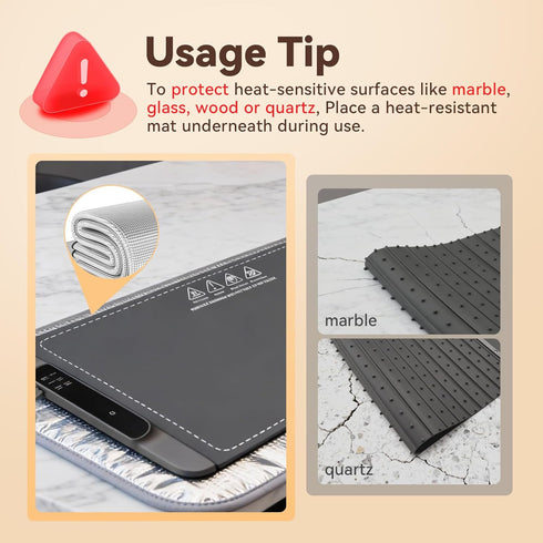 Ieuan 36"x15", 14-Level 10-Hour Warming Mat For Food Extra Large Electric Warming Tray with Temp Timer Adjustable