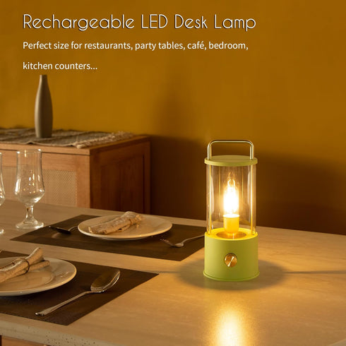 Dimming, LUSHARBOR Cordless Table Lamp, Portable Lantern Rechargeable LED Battery Operated Lamp Stepless Hanging Desk