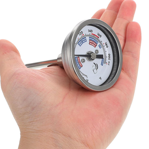 2-inch 304 BESTOYARD Professional Dial Wine Thermometer Stainless Steel Corrosion-Resistant Dual-Metal Brewing
