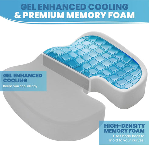Ergonomic Memory Foam Seat Cushion with Gel for Office Chairs