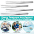 10 Pcs Stainless Steel Tweezers, Long Tweezers with Flat Round Tip for Hair Removal and Electrical Repair