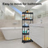5-Tier Plastic Rolling Utility Cart, Rolling Storage Cart, Narrow Shelf, Bathroom Organizer Rolling Utility for Office