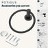 FORIOUS Matte Black Towel Ring, SUS304 Stainless Steel Hand Towel Holder for Bathroom Wall Mounted