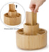SOUJOY Bamboo Pen Holder Organizer, 360° Rotating Art Supply Caddy with 11 Compartments, Holds 200+ Pencils, Office Box