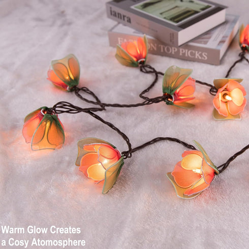 TWINKVILLA 10 Bulbs, Decorative String Lights Plug in with Flower Garland Fairy Lights Connectable Weatherproof Outdoor
