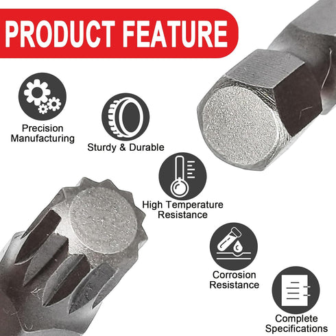 1pcs M8 Triple Square Spline Bit Socket for Electric and Pneumatic Tools, 1/4" Shank, 12 Point