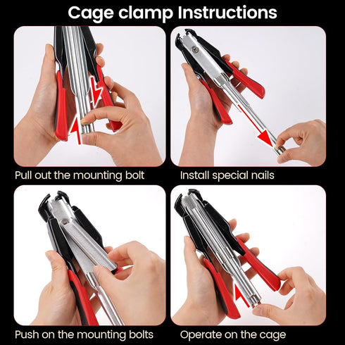 2500pcs Hog Ring Pliers Kit Automatic with Nails for Chicken Wire Fencing Fastening Clamp Fencing Tool C Ring Stapler