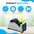 Excell EX-17 Steel Desk Top Tape Dispenser: 3" Wide, Blue/Grey + LuxProdX Sticker, Model EX-17/3IN