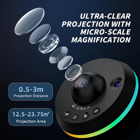 1 180 Galaxy Projector, Star Projector Home Planetarium with Glass Projection Disc, Rotatable Starry Sky Night Light