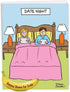 NobleWorks - 1 Humorous Anniversary Greeting Card with Envelope, Large 8.5 x 11 Inch, Couples in Bed Cartoon