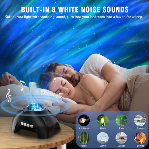 Vinwark Northern Lights Aurora Projector for Bedroom with Music Bluetooth Speaker and White Noise, Galaxy Projector