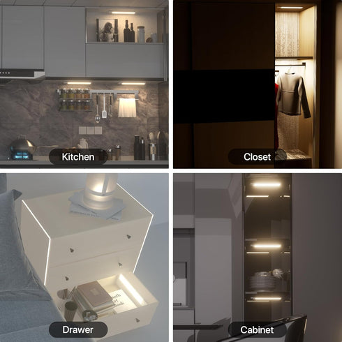 8inch 3 Dimmable, Closet Counter 2 Pack ORALUCE Under Cabinet Lighting Rechargeable Magnetic, LED Motion Sensor Light