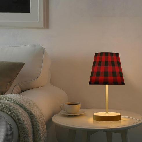 3 ALAZA Table Lamp Red and Black Buffalo Plaid Checkered Xmas Bedside Lamp for Bedroom LED Nightstand Desk Lamp
