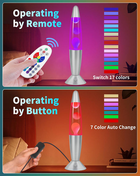 17 13.5" Colors Changing Liquid Motion Lamp with Remote: LED Night Light for Kids Adults - Relaxing Table lamp