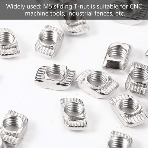 Hotop 150 Pieces 2020 Series T Slot Nuts, Hammer Head Fastener, Plated Carbon Steel Sliding M5 T Nuts