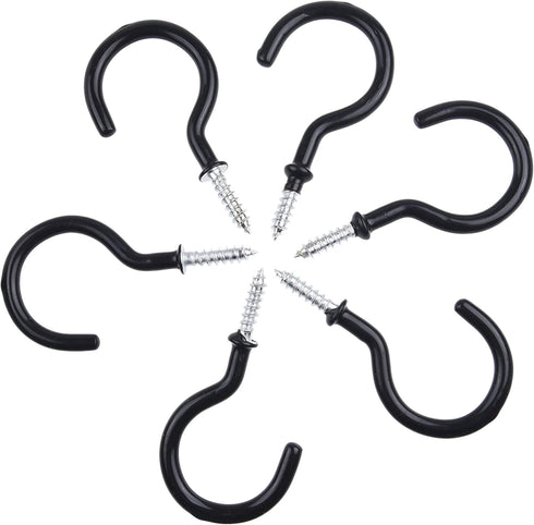 Kare Kind 25 pcs Ceiling Hooks, Rubber Coated with 13x Black and 12x White Hooks for Indoor Outdoor Use