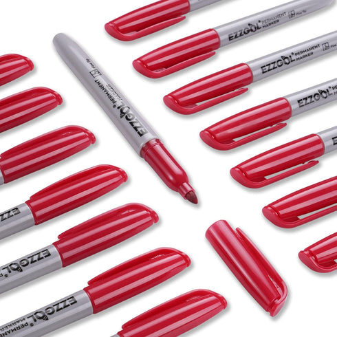 Permanent Markers Bulk, 72 Pack Red Fine Tip Waterproof Markers, Quick Drying Office Supplies
