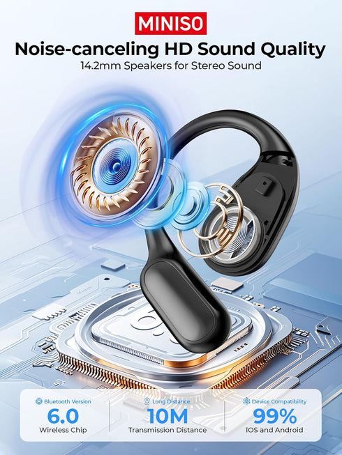 MS190 135 6.0, 60Hrs MINISO Language Translator Earbuds, AI Translation Earbuds Real Time with Languages, Bluetooth LED