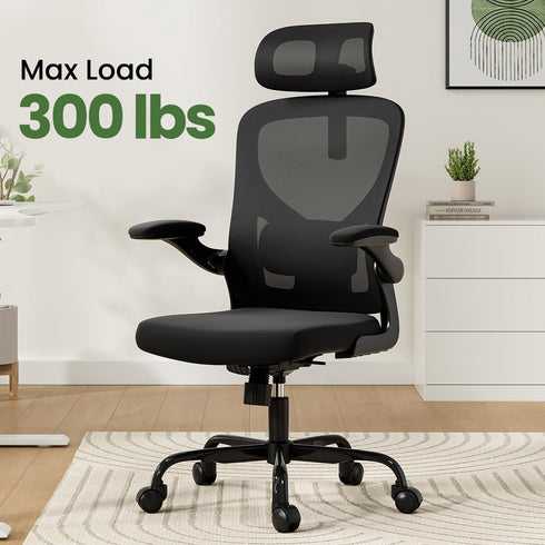 Ergonomic Office Chair, Home Office Desk Chair with Headrest, High Back Computer Chair with Armrests and Adjustable