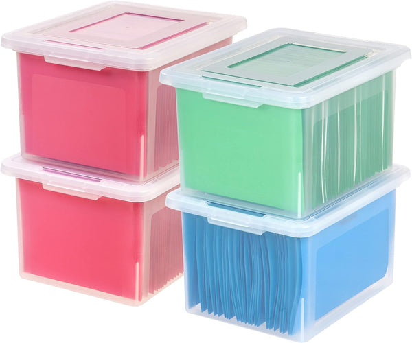 IRIS USA File Box Plastic Organizer for Letter/Legal File, Document Box, Storage Bin Tote with Secure Latching Lid