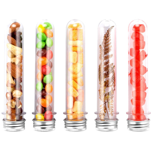 60Pack 45ML Plastic Test Tubes with Caps, Bottles Clear Bath Salt Tubes, Candy Storage Vials for Scientific