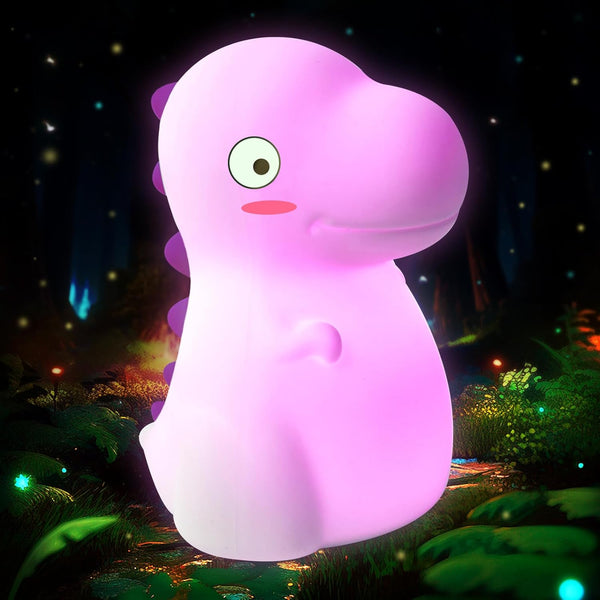 Dinosaur Night Light for Kids, Cute Silicone Night Light, 7 Adjustable Color