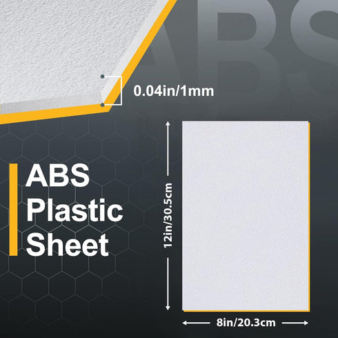 Kinlink White ABS Plastic Sheet 8" x 12"x 0.04" Flexible Moldable DIY Materials for Home Decor