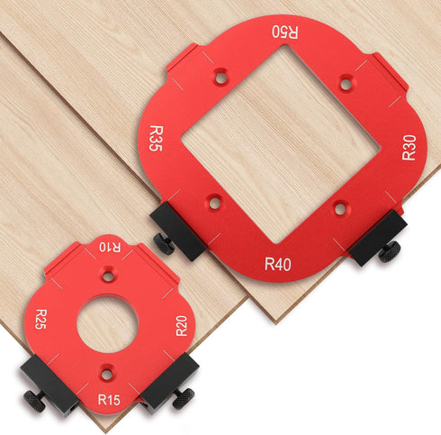 Shcobomo 2PCS R10/R15/R20/R25/R30/R35/R40/R50 Router Corner Radius Template, Aluminum Alloy Router Templates
