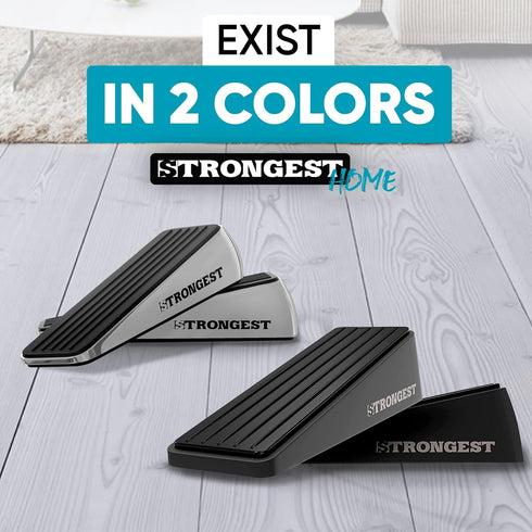 Strongest Door Stopper - Heavy Duty Wedge Made of Premium Quality Zinc and Rubber, Set of 4 with Wall Protectors