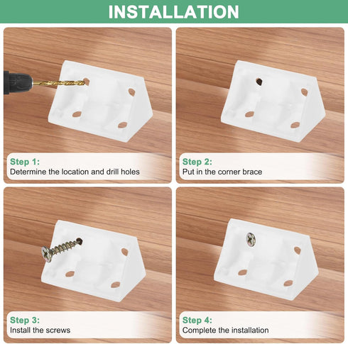 50-Pack 0.78 1.65 M METERXITY L-Shape Corner Brace, x in Nylon Plastic Right Angle Brackets with Screw for Shelves/Wood