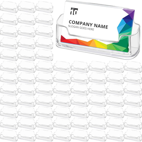 Mototo Acrylic Business Card Holder, 100 Pack Clear Plastic Display Stand for Home Office Exhibition