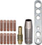 MB-15AK MIG MAG Welding Torch Consumable Kit, 13pcs .035'' 0.9mm M6 Thread Shield Cup Tips Holder Diffuser Plate