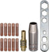 MB-15AK MIG MAG Welding Torch Consumable Kit, 13pcs .035'' 0.9mm M6 Thread Shield Cup Tips Holder Diffuser Plate