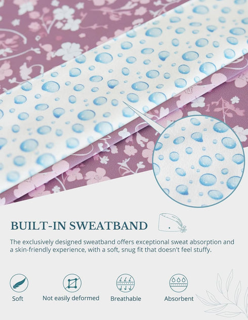 Pink Series Florals Double-Sided Printed Scrub Caps for Women with Buttons, Adjustable Helps Reduce Static Buildup
