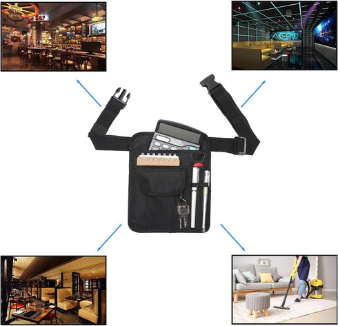 Nerjan Waitress Waist Bag - Server Aprons with Pockets and Adjustable Belt Check Book Holder - Ideal for Servers