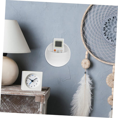 Garneck Wall-Mounted Phone Storage Box Practical Remote Control Holder Easy Install Charging Bracket for Bedroom Living