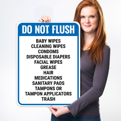 18x24 Inches, 55 Do Not Flush Baby Wipes Cleaning Wipes Condoms Disposable Diapers Facial Wipes Grease Hair Sign, mil