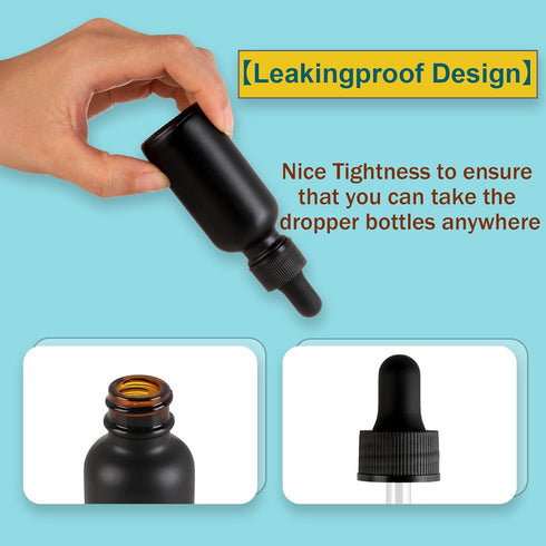 24 Pack, 1oz Glass Dropper Bottle, Frosted Black Tincture Bottles with Dropper for All Kinds of Liquids