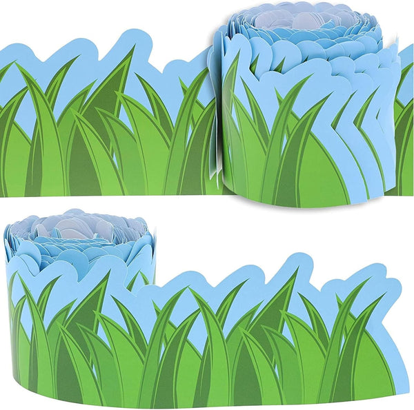 Juvale 12-Pack Green Grass Bulletin Board Border Strips 3in x 36ft for Spring Classroom Decor