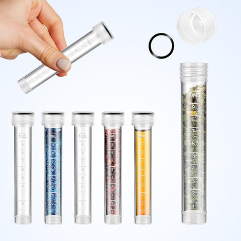 10PCS Clear Plastic Test Tubes with Caps, 10ml Vials Seal Cap Container for Laboratory School Scientific Experiments