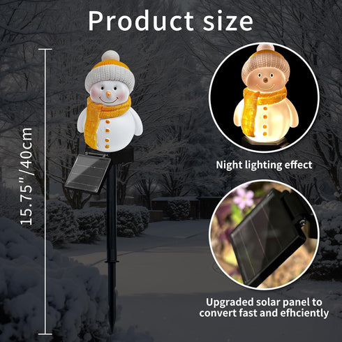 2Pcs Solar Snowman Lights Decorations Outdoor Snowman Stanta Ornament Landscape Pathway for Patio Yard Garden Lawn